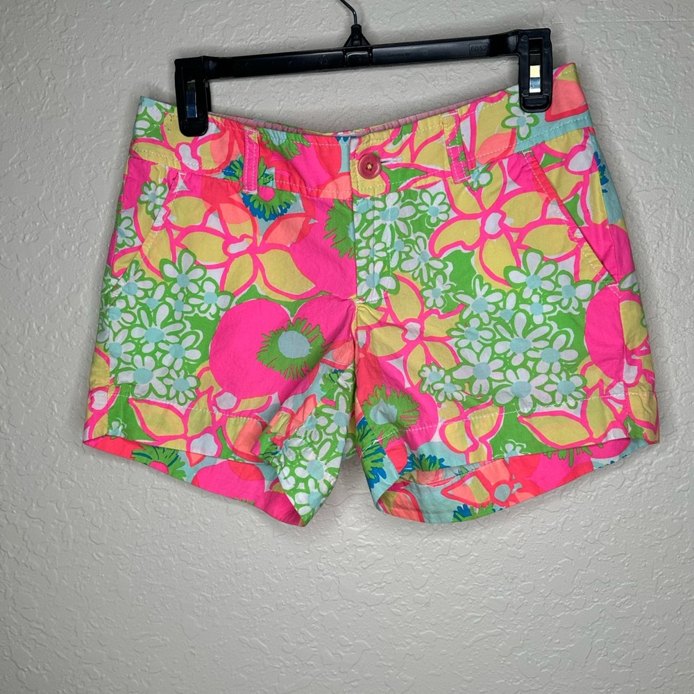 Lilly Pulitzer Pink and Green Floral Women's Shorts